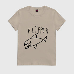 Футболка хлопковая женская Kurt Cobain Flipper, цвет: миндальный