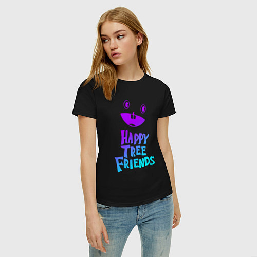 Женская футболка Happy Three Friends - NEON / Черный – фото 3