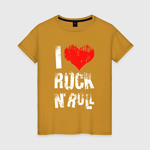 Женская футболка I Love Rock N Roll / Горчичный – фото 1