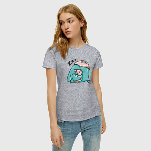 Женская футболка Спящий слон с подушкой / Меланж – фото 3