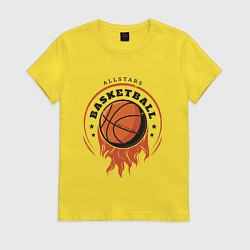 Футболка хлопковая женская Allstars Basketball, цвет: желтый