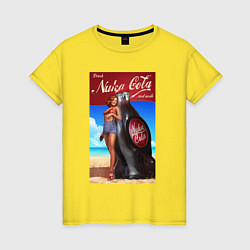 Футболка хлопковая женская Fallout nuka - cola, цвет: желтый