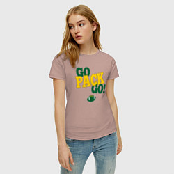Футболка хлопковая женская GO Pack GO! ВПЕРЕД! американский футбол, цвет: пыльно-розовый — фото 2