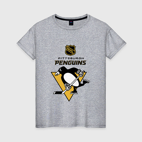 Женская футболка Питтсбург Пингвинз НХЛ логотип / Меланж – фото 1