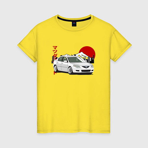 Женская футболка Mazda 3 bk JDM Retro / Желтый – фото 1