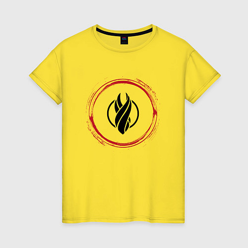 Женская футболка Символ Dead Space и красная краска вокруг / Желтый – фото 1