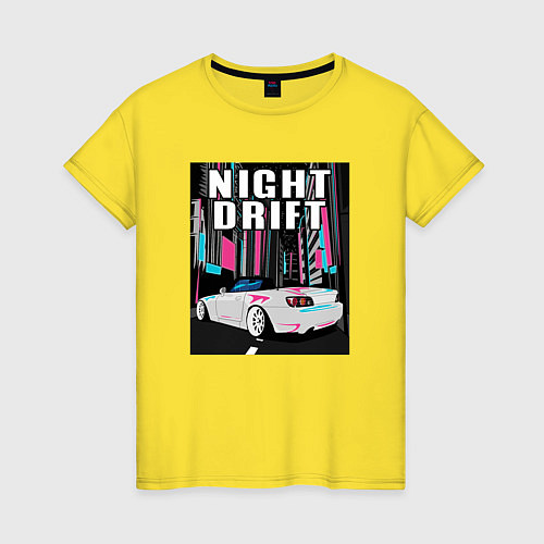 Женская футболка Honda S2000 Night Drift / Желтый – фото 1