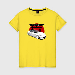 Футболка хлопковая женская Mazda MX5 Miata ND JDM, цвет: желтый