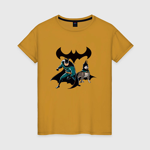 Женская футболка Собака Бэтмена Эйс DC Лига Суперпитомцы / Горчичный – фото 1