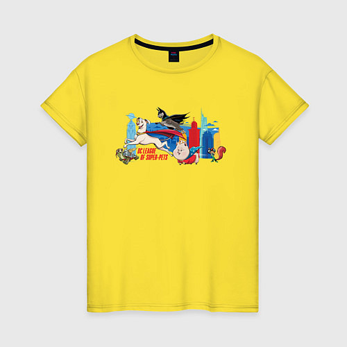 Женская футболка Вся команда DC Лига Суперпитомцы / Желтый – фото 1