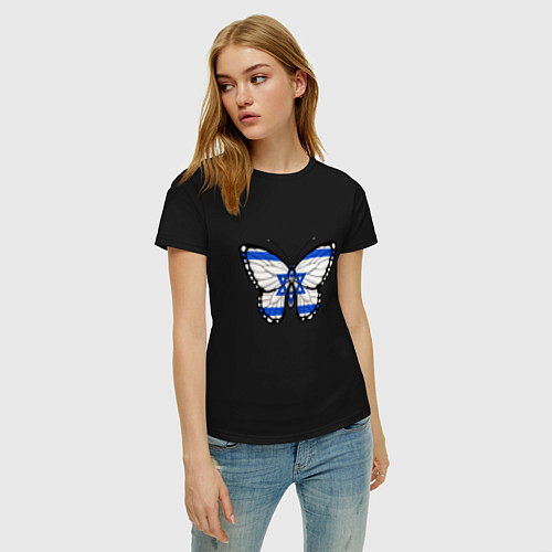 Женская футболка Бабочка - Израиль / Черный – фото 3