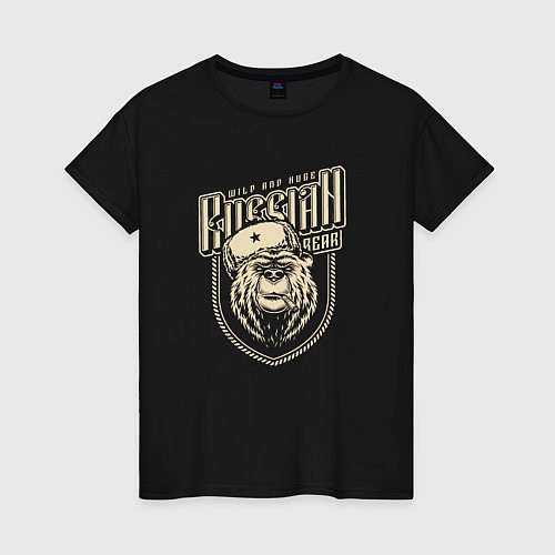 Женская футболка Медведь Русский / Черный – фото 1