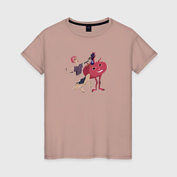 Футболка хлопковая женская Человек-лицо Art, цвет: пыльно-розовый
