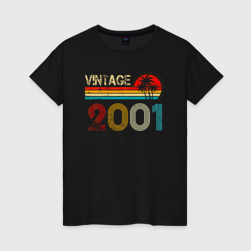 Женская футболка Винтаж 2001 пальмы / Черный – фото 1