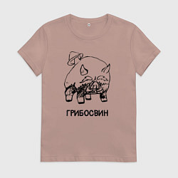 Футболка хлопковая женская Грибосвин из Сумеру ГЕНШИН ИМПАКТ, цвет: пыльно-розовый