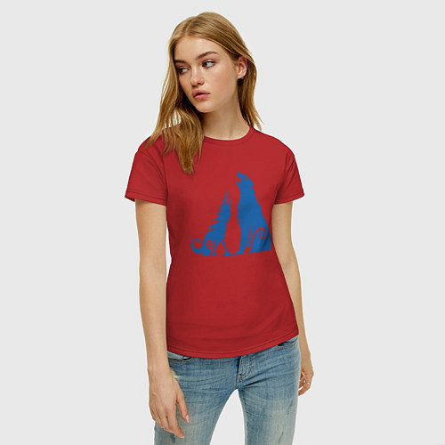 Женская футболка Атрей волк и Кратос медведь GoW Ragnarok / Красный – фото 3