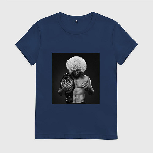 Женская футболка Хабиб Нурмагомедов чемпион / Тёмно-синий – фото 1