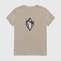 Футболка хлопковая женская Лиса на полянке, цвет: миндальный