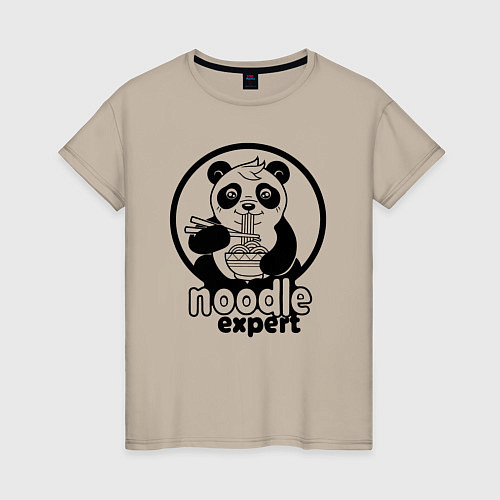 Женская футболка Эксперт по лапше - панда / Миндальный – фото 1