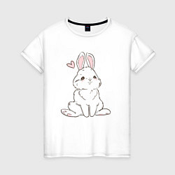 Футболка хлопковая женская Милый кролик-символ года, цвет: белый