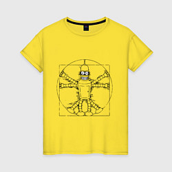 Футболка хлопковая женская Vitruvian Bender, цвет: желтый