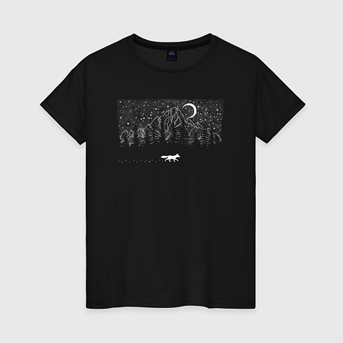 Женская футболка Звездная Лиса / Черный – фото 1