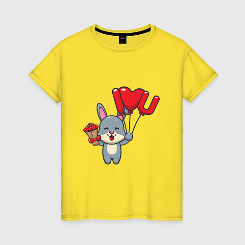 Женская футболка Кролик - Люблю Тебя / Желтый – фото 1