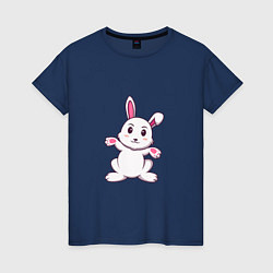 Футболка хлопковая женская Кролик - Приветики, цвет: тёмно-синий