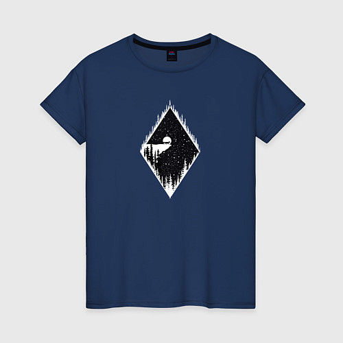 Женская футболка Лиса на утёсе / Тёмно-синий – фото 1