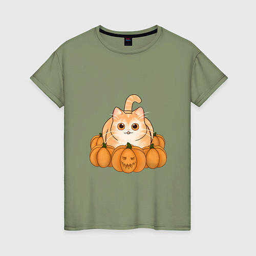Женская футболка Котик на Хэллоуин / Авокадо – фото 1