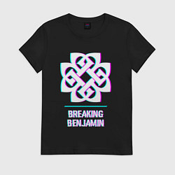 Футболка хлопковая женская Breaking Benjamin glitch rock, цвет: черный