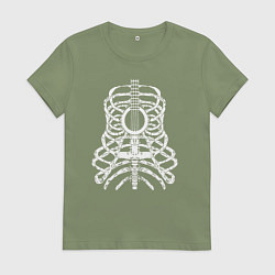 Футболка хлопковая женская Гитара-скелет, цвет: авокадо