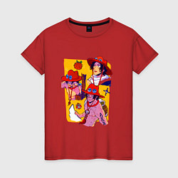 Футболка хлопковая женская Эйс во всей красе - Ван Пис, цвет: красный