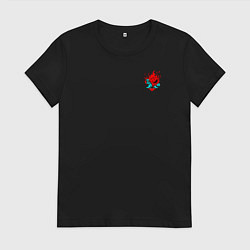 Футболка хлопковая женская Лого Самурай из Киберпанка 2077, цвет: черный