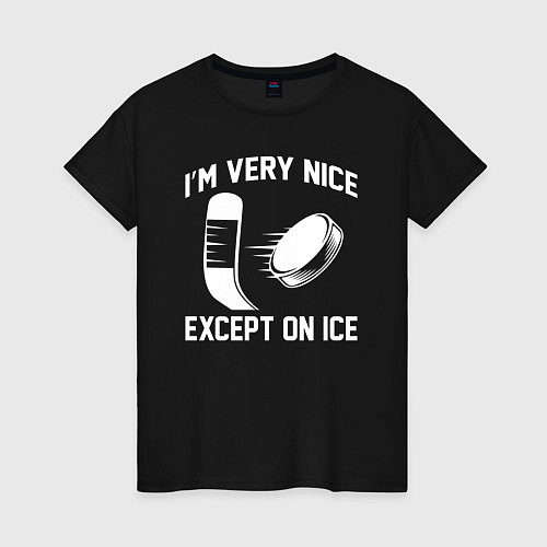 Женская футболка Я очень милый на льду - игра слов / Черный – фото 1