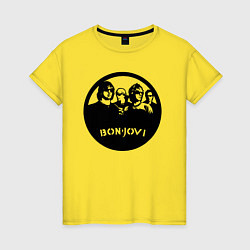 Футболка хлопковая женская Bon Jovi rock, цвет: желтый
