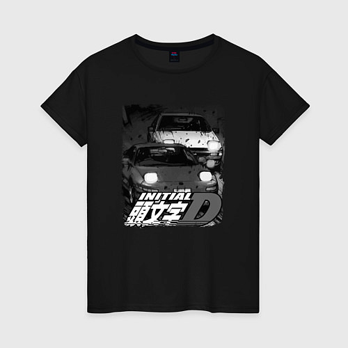 Женская футболка Initial d аниме про дрифт / Черный – фото 1