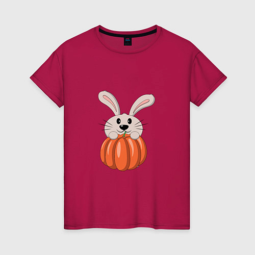 Женская футболка Кролик с тыквой / Маджента – фото 1