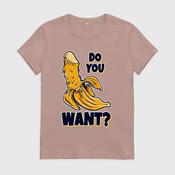 Футболка хлопковая женская Sexy банан, цвет: пыльно-розовый