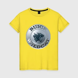 Футболка хлопковая женская Buick Wildcat - logotype, цвет: желтый