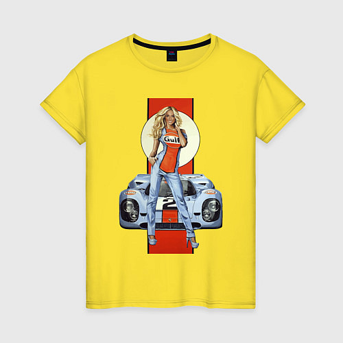 Женская футболка Porsche - Motorsport - Girl / Желтый – фото 1