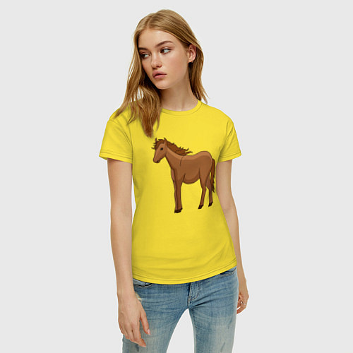 Женская футболка Милая лошадка / Желтый – фото 3