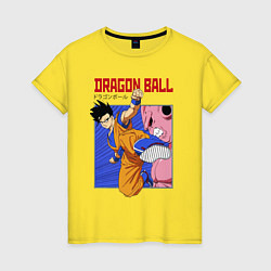 Футболка хлопковая женская Dragon Ball - Сон Гоку - Удар, цвет: желтый