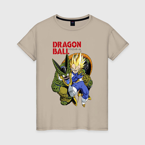 Женская футболка Dragon Ball Z - Cell vs Vegeta / Миндальный – фото 1