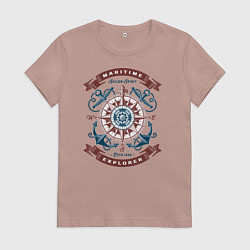 Футболка хлопковая женская Морской исследователь, цвет: пыльно-розовый