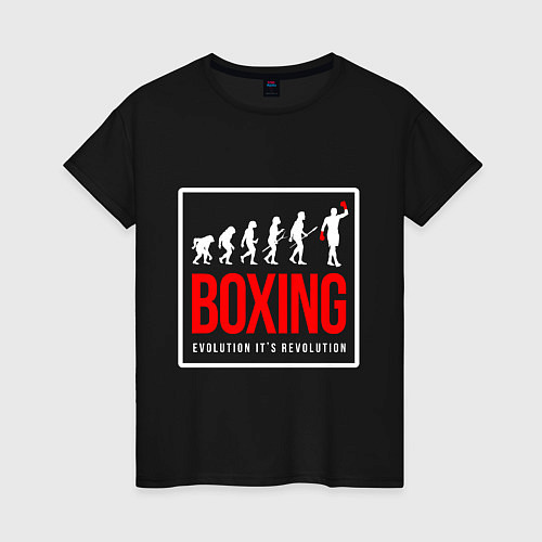 Женская футболка Boxing evolution its revolution / Черный – фото 1