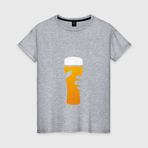 Женская футболка Бокал пива в руке / Меланж – фото 1