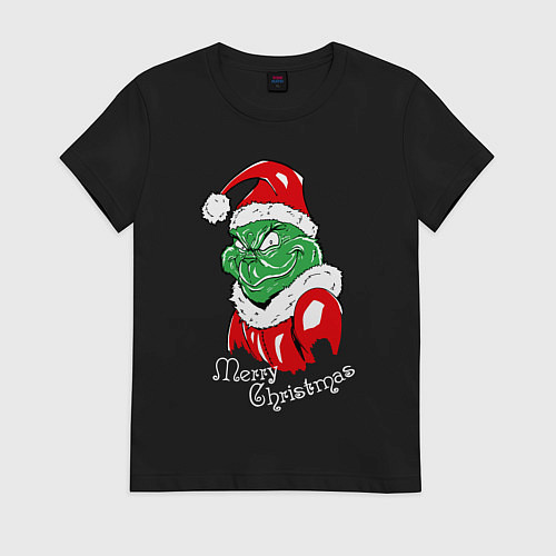 Женская футболка Merry Christmas, Santa Claus Grinch / Черный – фото 1