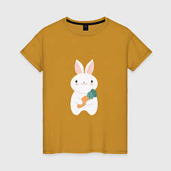 Футболка хлопковая женская Carrot rabbit, цвет: горчичный