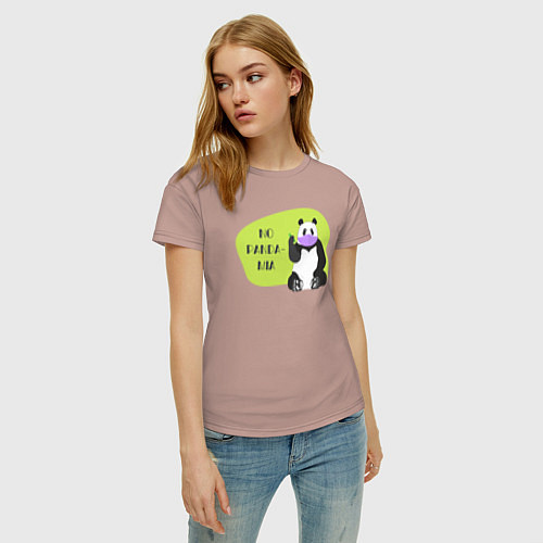 Женская футболка Панда - No pandamia / Пыльно-розовый – фото 3